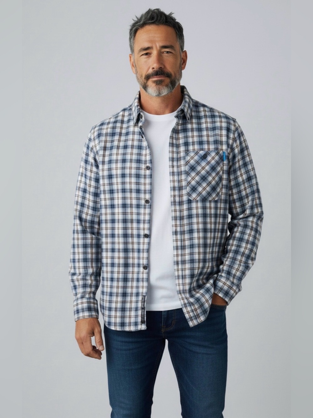 Columbia Men's Large Insect Repellent Plaid Button Front Shirt Roll Tab Sleeve